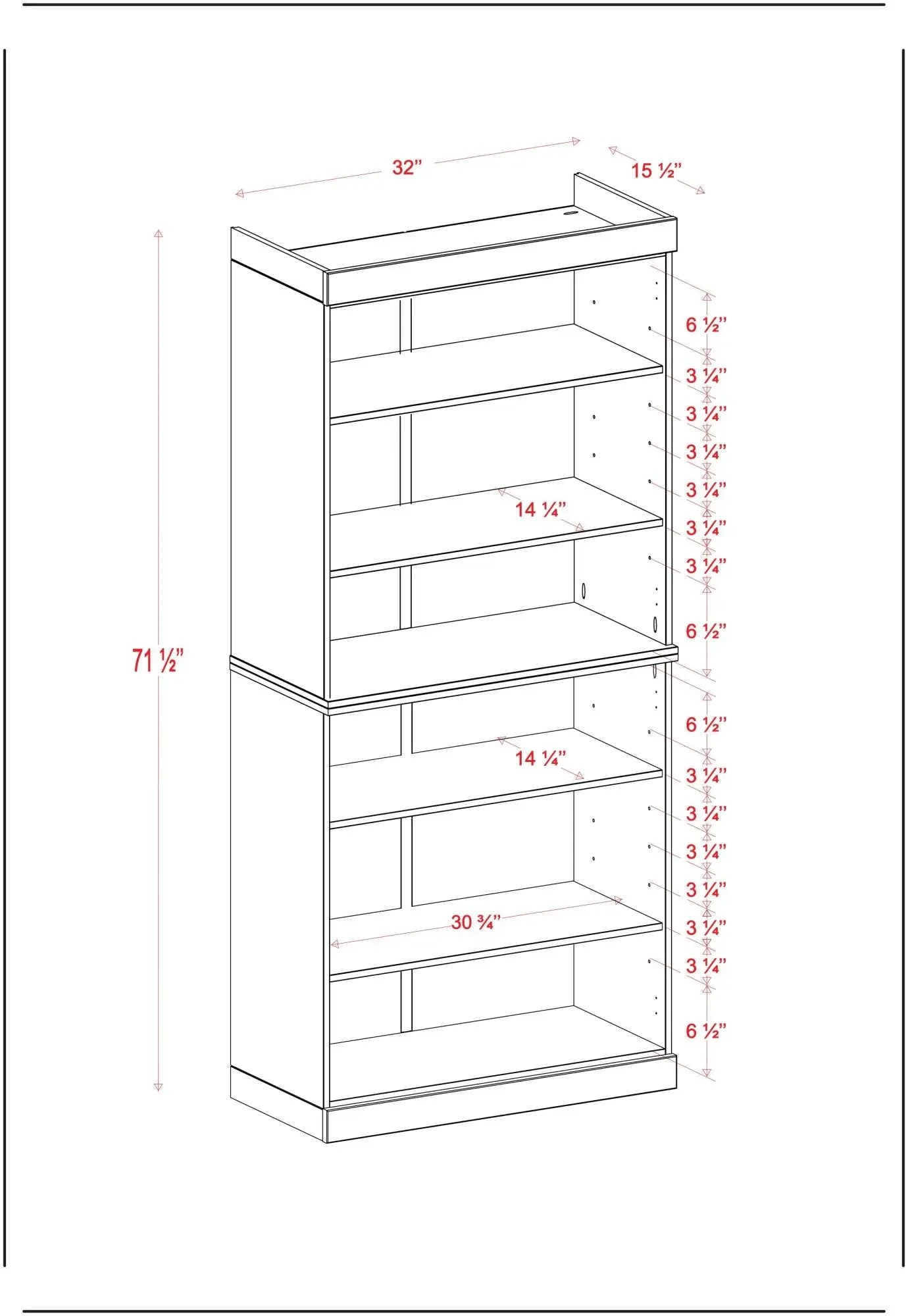 72" Espresso Solid Wood Adjustable Six Tier Library Bookcase Homeroots Office