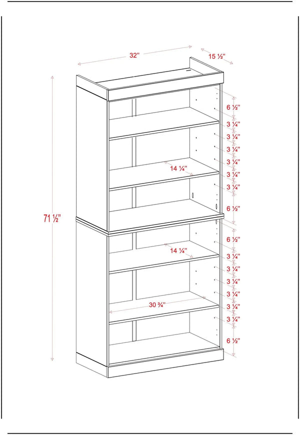 72" Espresso Solid Wood Adjustable Six Tier Library Bookcase Homeroots Office
