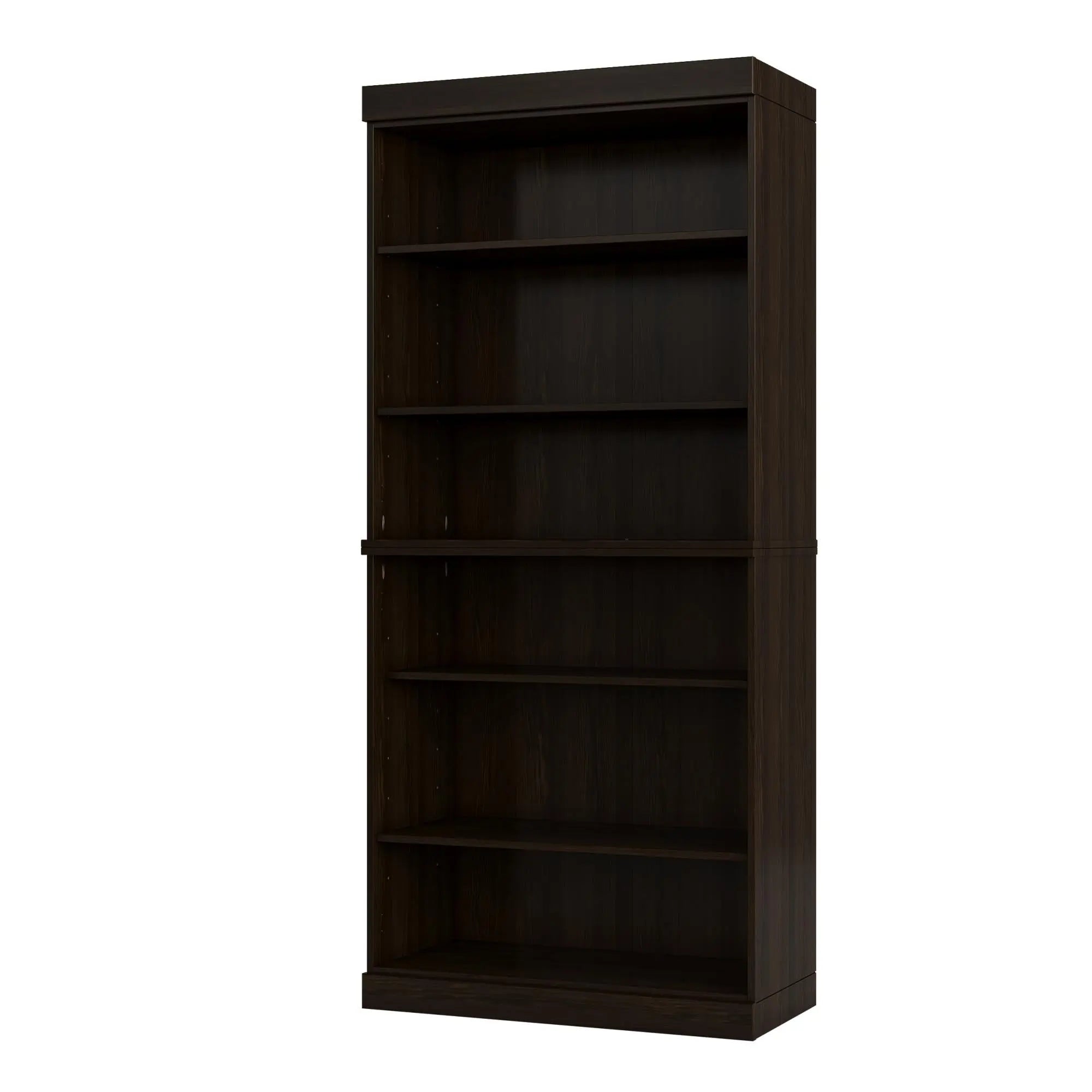 72" Espresso Solid Wood Adjustable Six Tier Library Bookcase Homeroots Office