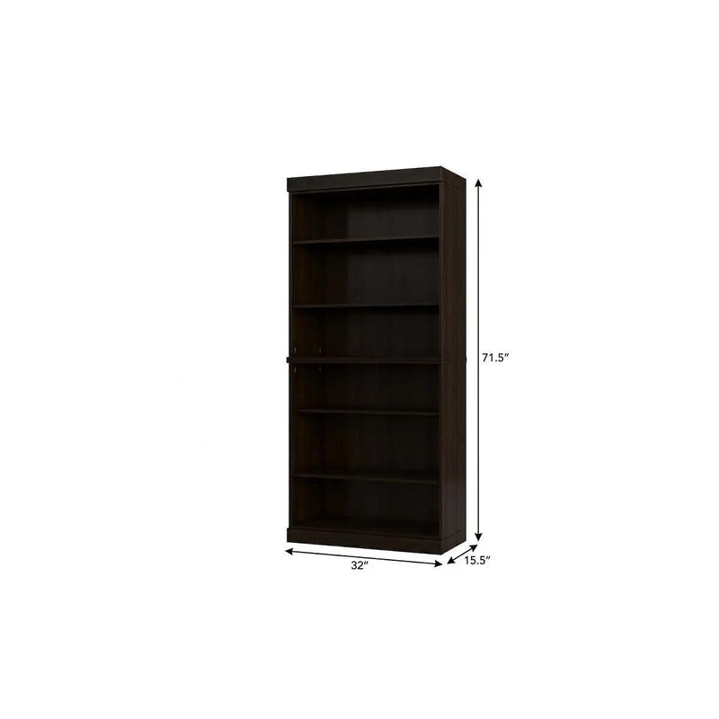 72" Espresso Solid Wood Adjustable Six Tier Library Bookcase Homeroots Office