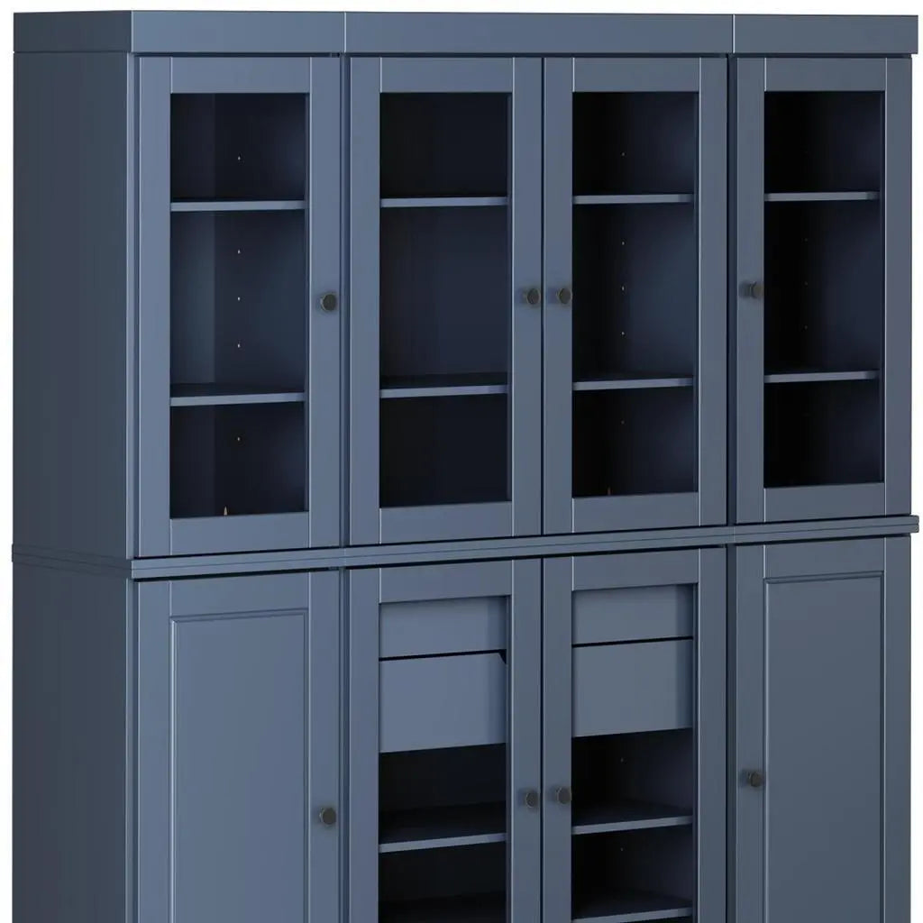 72" French Blue Solid Wood 8 Two Drawer Pantry Or Storage Closet Homeroots Kitchen & Dining