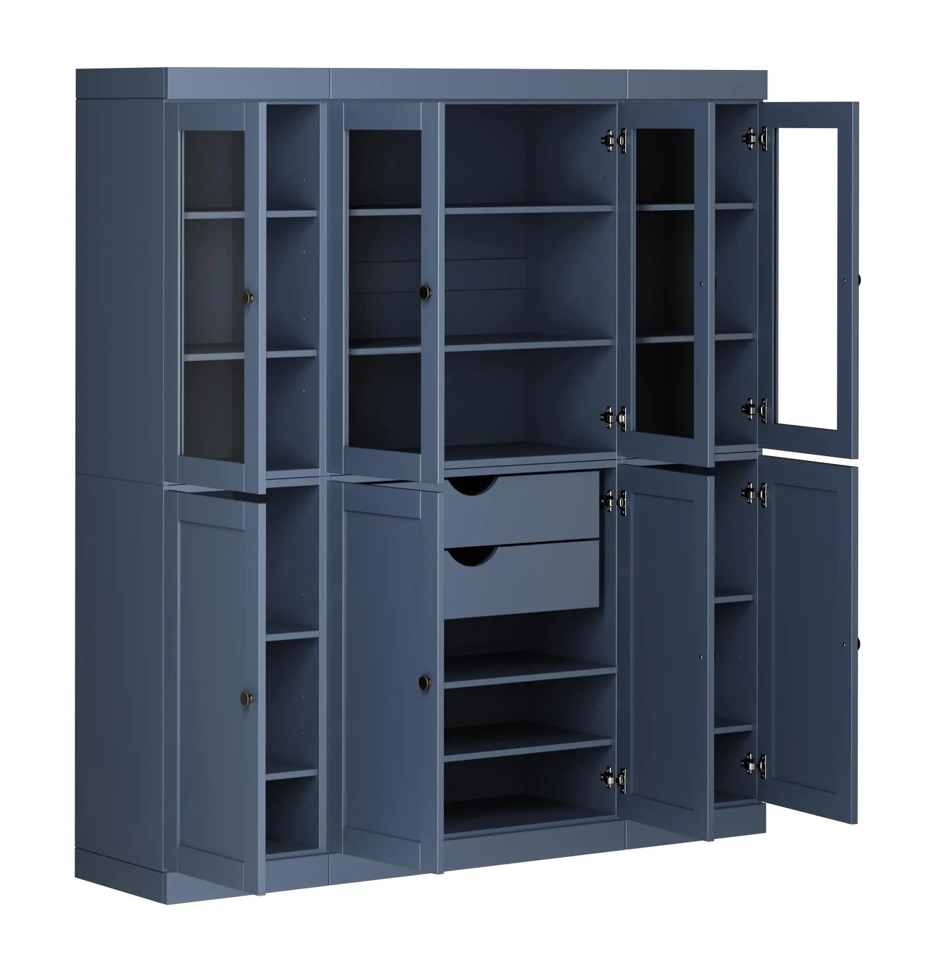 72" French Blue Solid Wood 8 Two Drawer Pantry Or Storage Closet Homeroots Kitchen & Dining