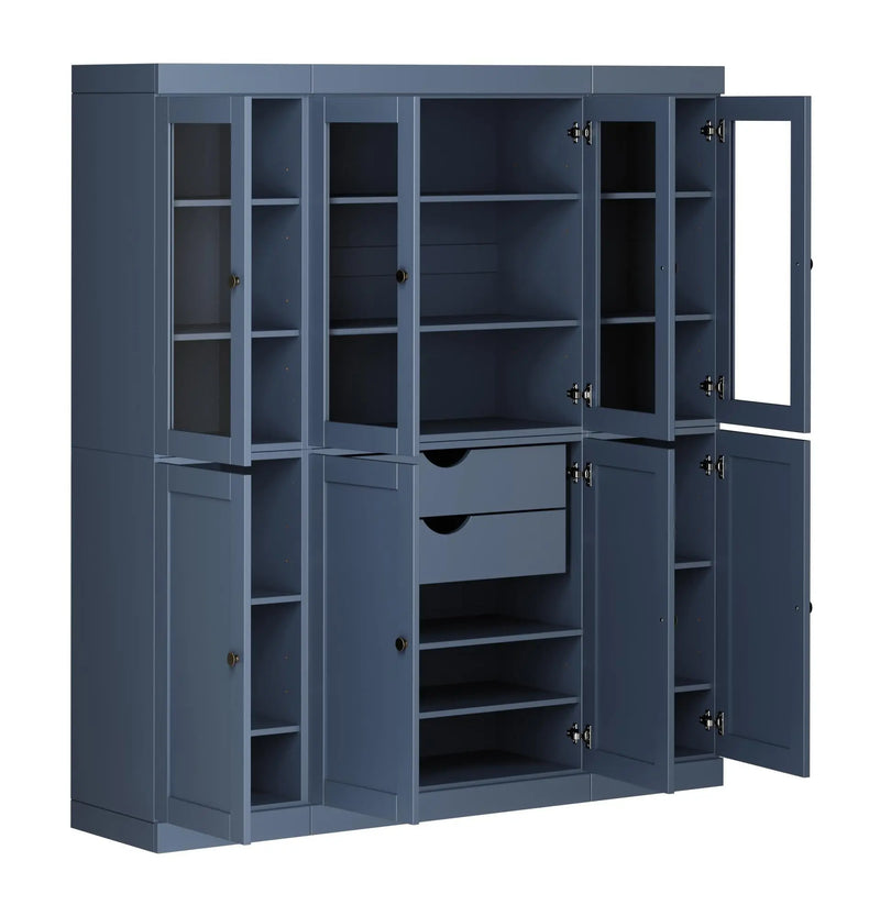 72" French Blue Solid Wood 8 Two Drawer Pantry Or Storage Closet Homeroots Kitchen & Dining