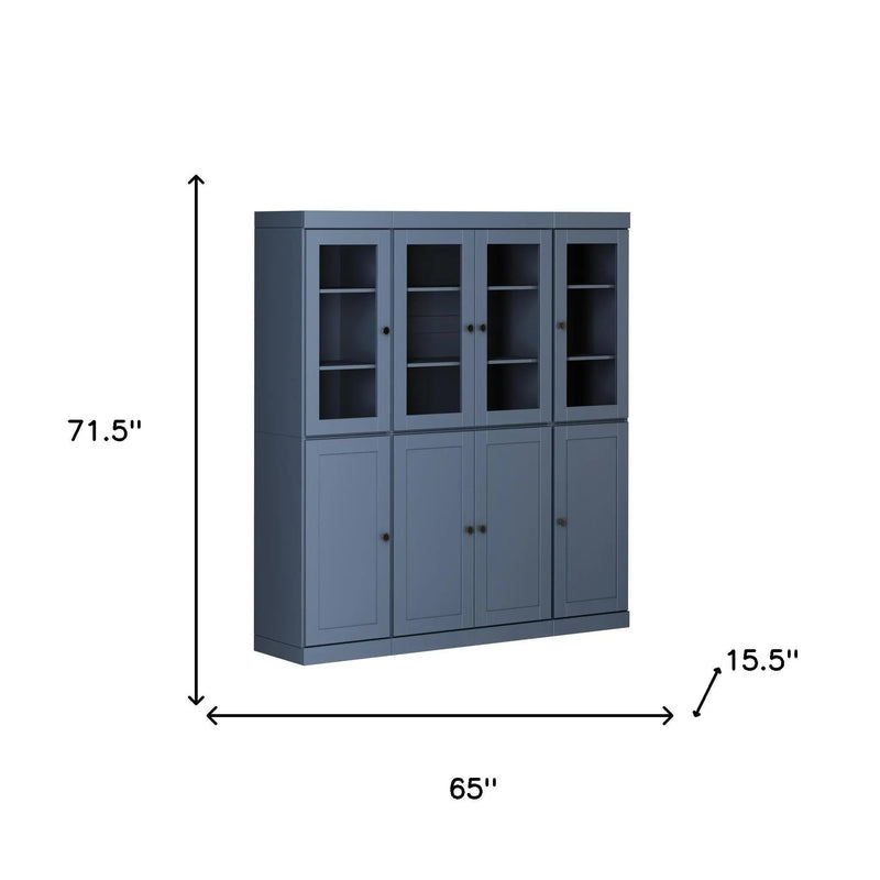 72" French Blue Solid Wood 8 Two Drawer Pantry Or Storage Closet Homeroots Kitchen & Dining