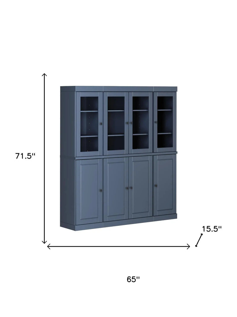 72" French Blue Solid Wood 8 Two Drawer Pantry Or Storage Closet Homeroots Kitchen & Dining