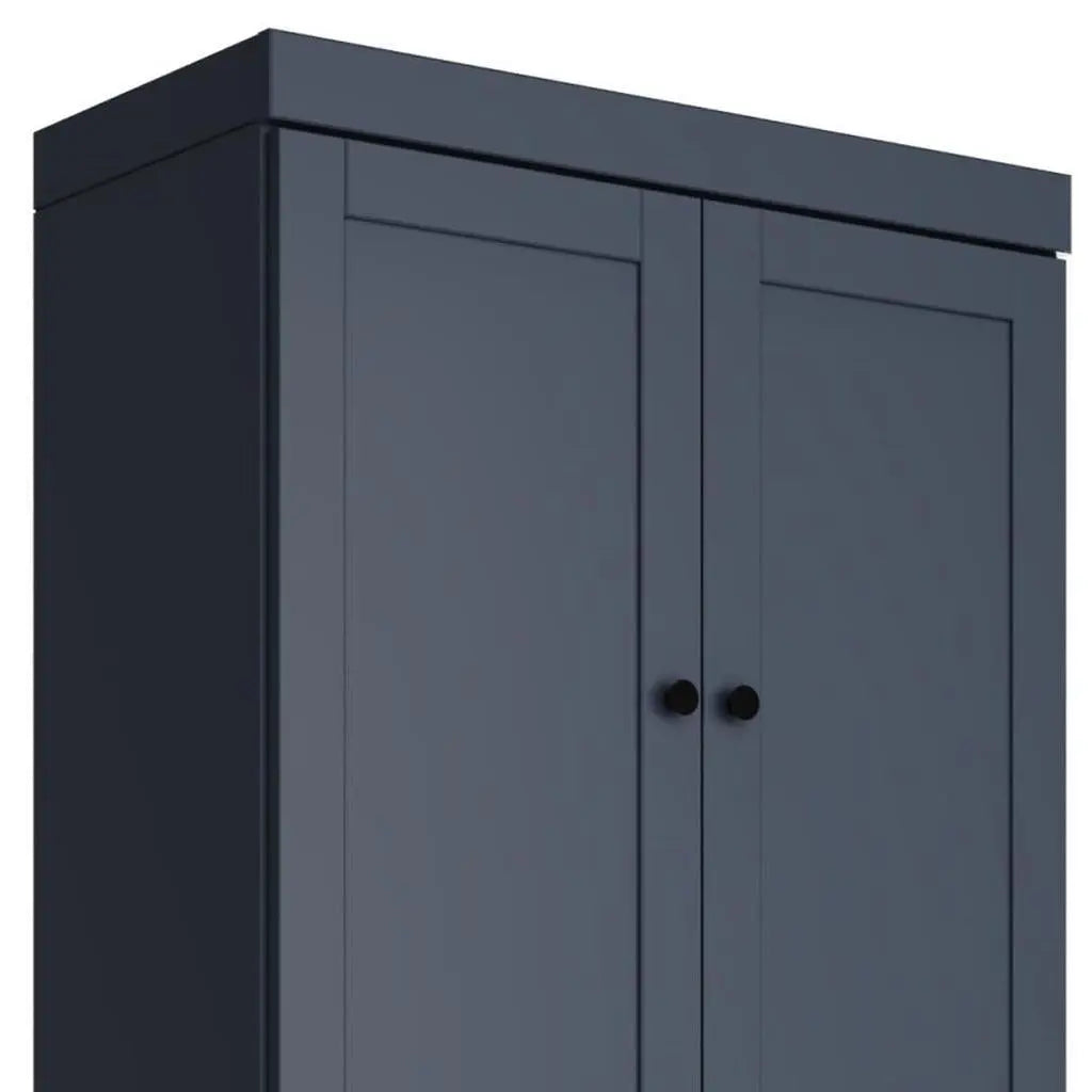 72" French Blue Solid Wood Adjustable Six Tier Library Bookcase with Four Doors Homeroots Office