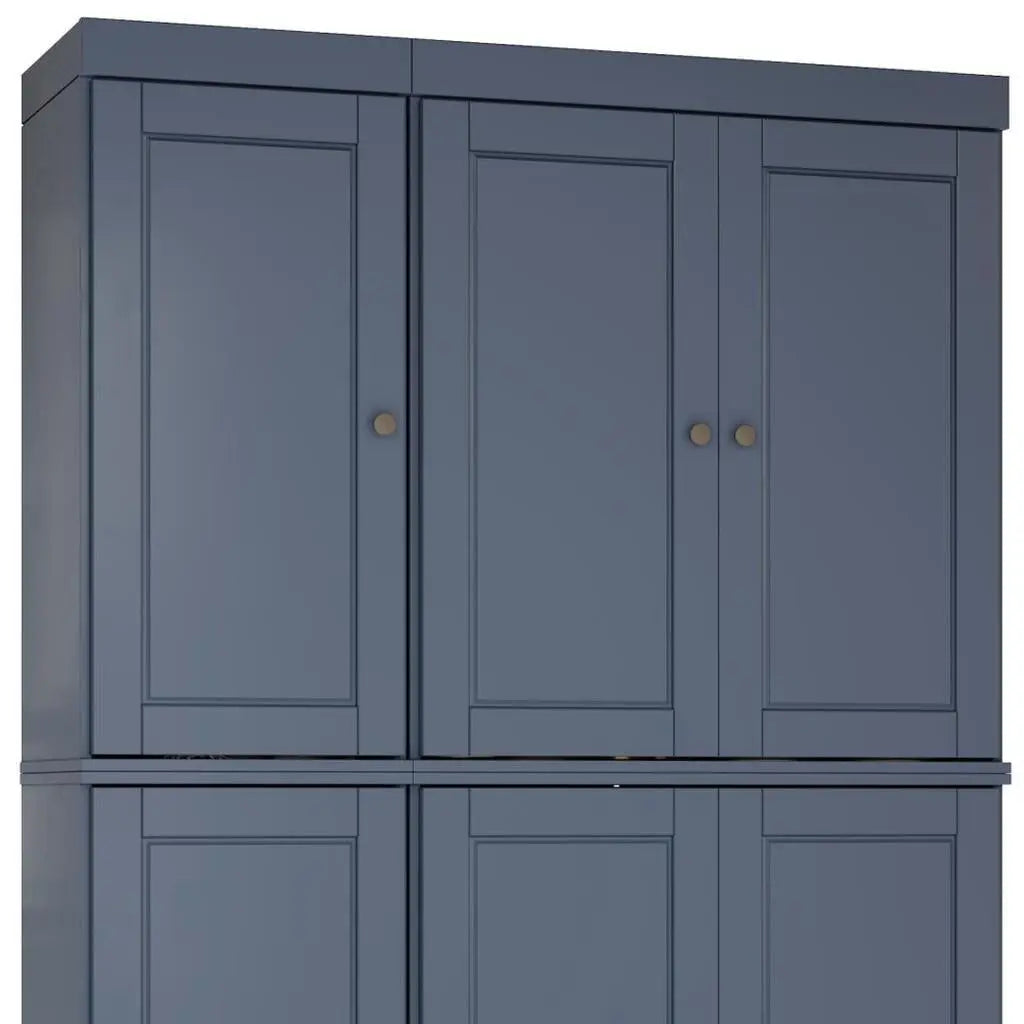 72" French Blue Solid Wood Six Door Two Drawer Pantry Or Storage Closet Homeroots Kitchen & Dining