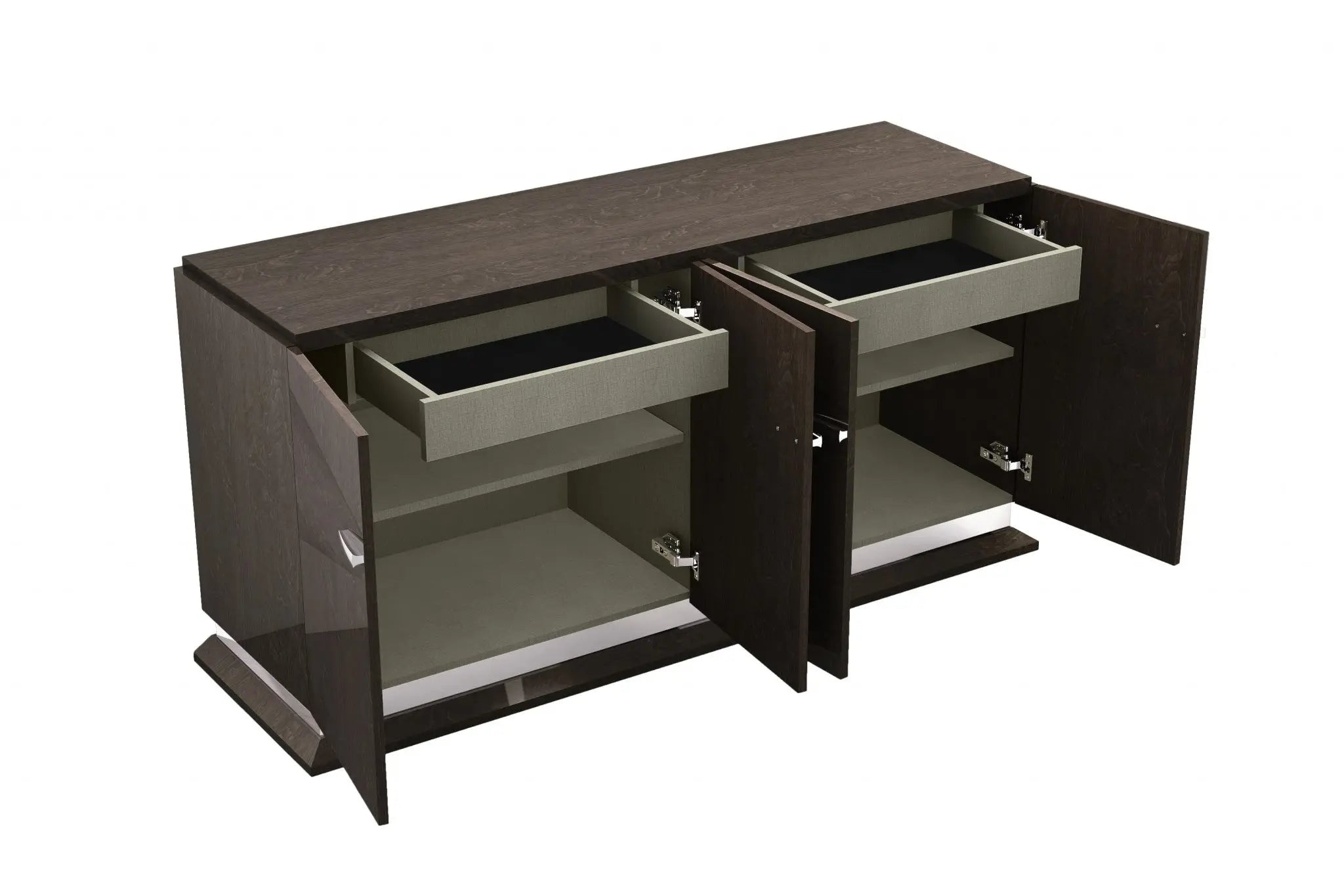 72" Gray Two Drawer Buffet Table Soft Close with Four Doors Homeroots Kitchen & Dining