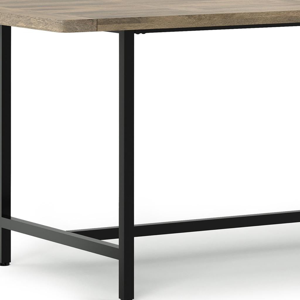 72" Gray and Black Solid Wood and Iron Frame Base Dining Table Homeroots Kitchen & Dining