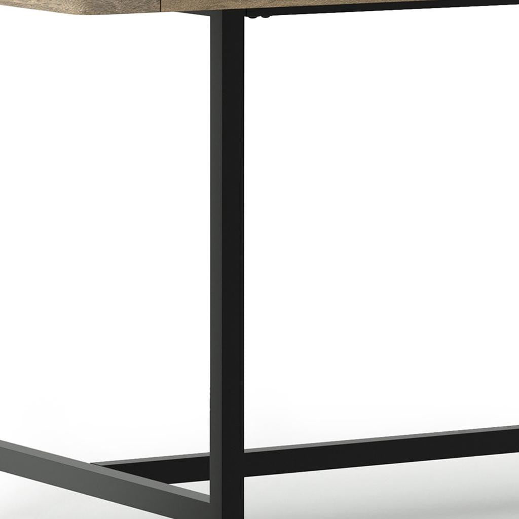 72" Gray and Black Solid Wood and Iron Frame Base Dining Table Homeroots Kitchen & Dining