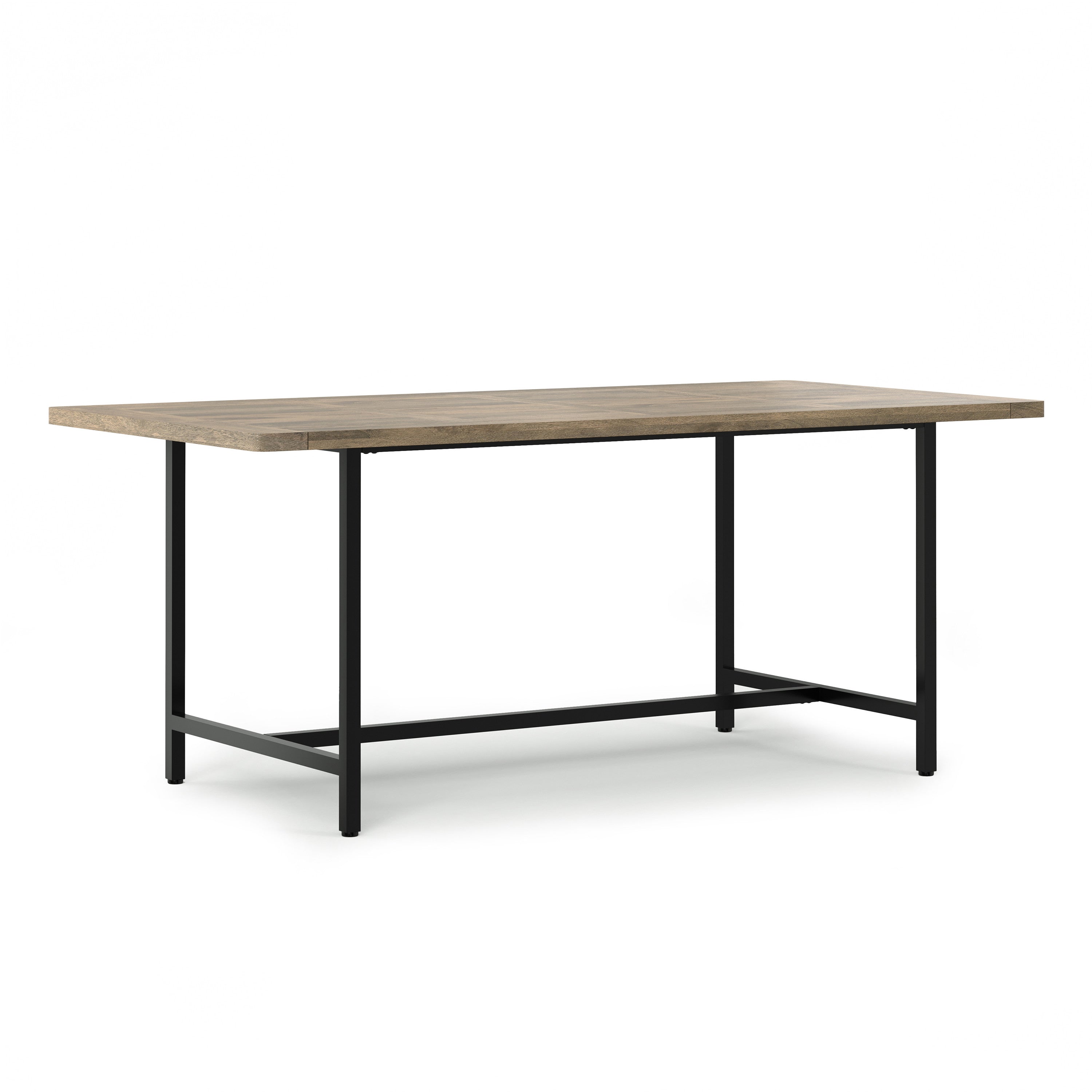 72" Gray and Black Solid Wood and Iron Frame Base Dining Table Homeroots Kitchen & Dining