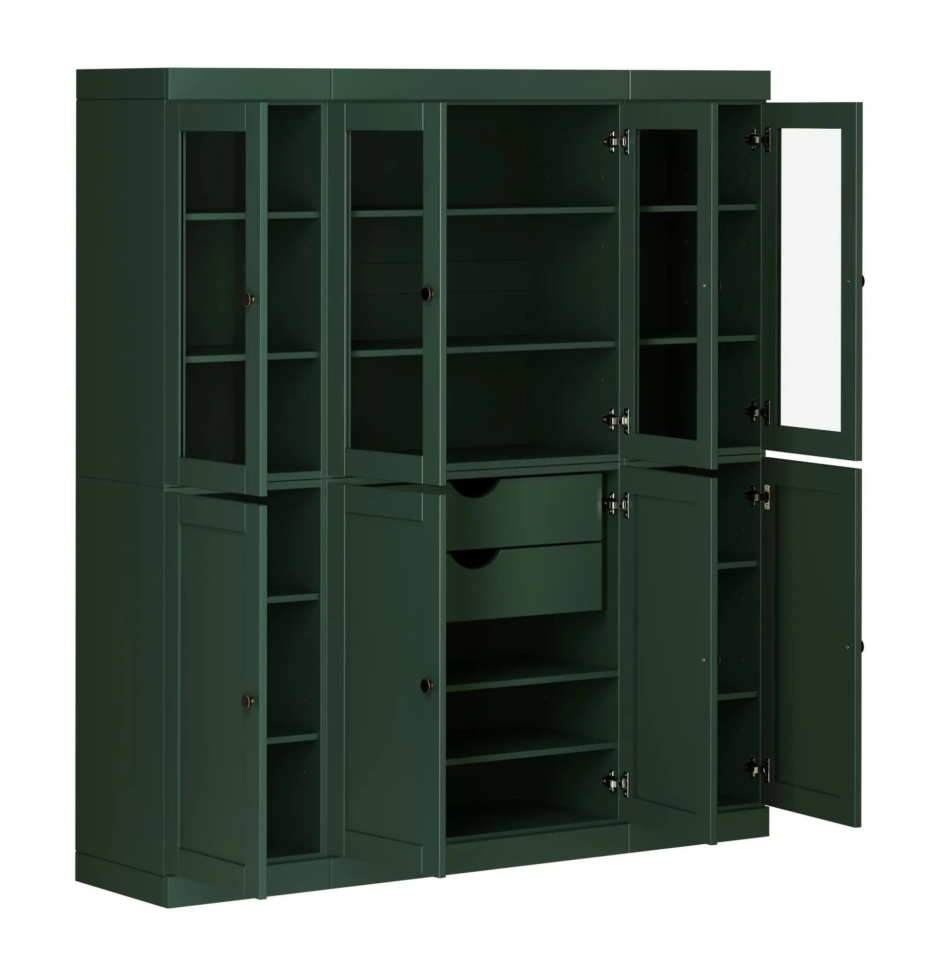 72" Green Solid Wood 8 Two Drawer Pantry Or Storage Closet Homeroots Kitchen & Dining