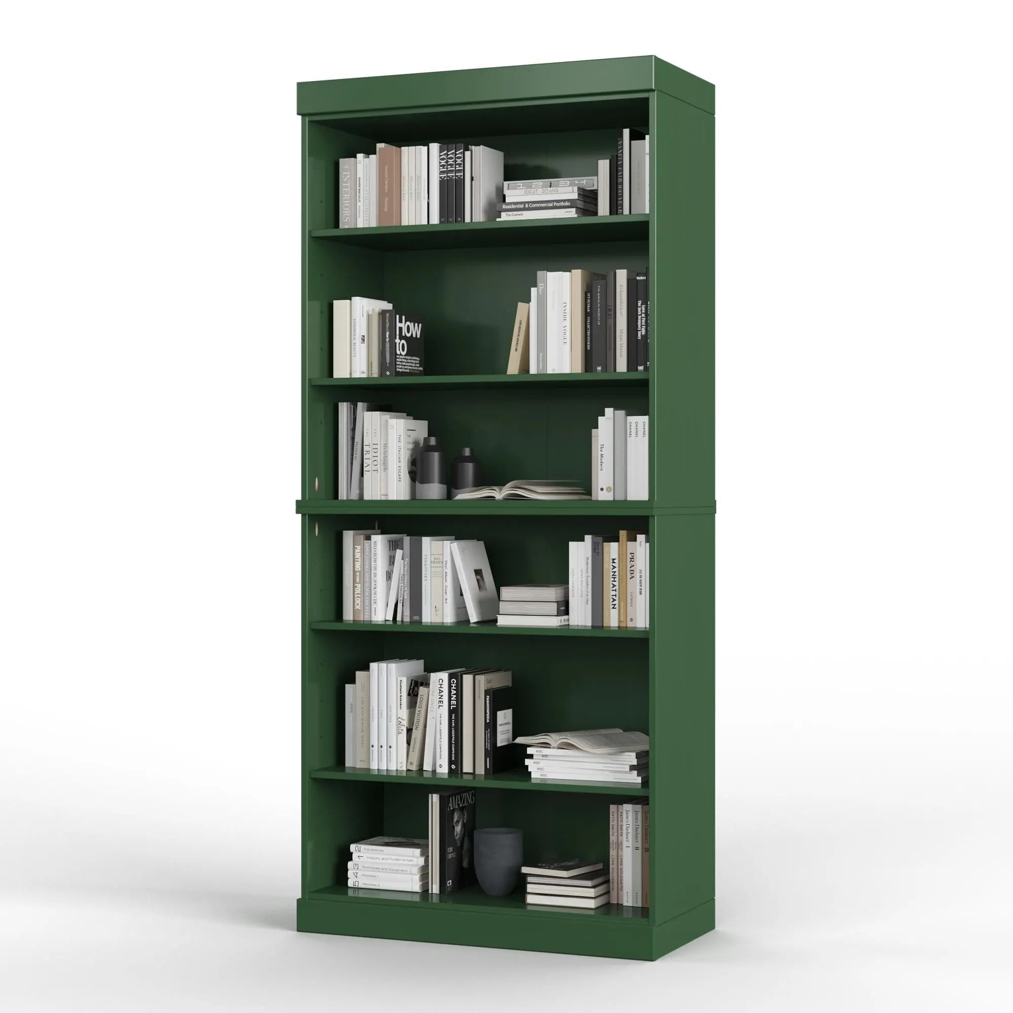 72" Green Solid Wood Adjustable Six Tier Library Bookcase Homeroots Office