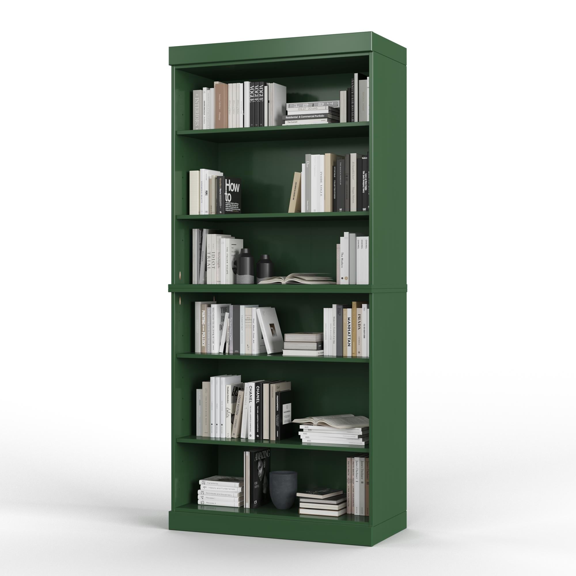 72" Green Solid Wood Adjustable Six Tier Library Bookcase Homeroots Office