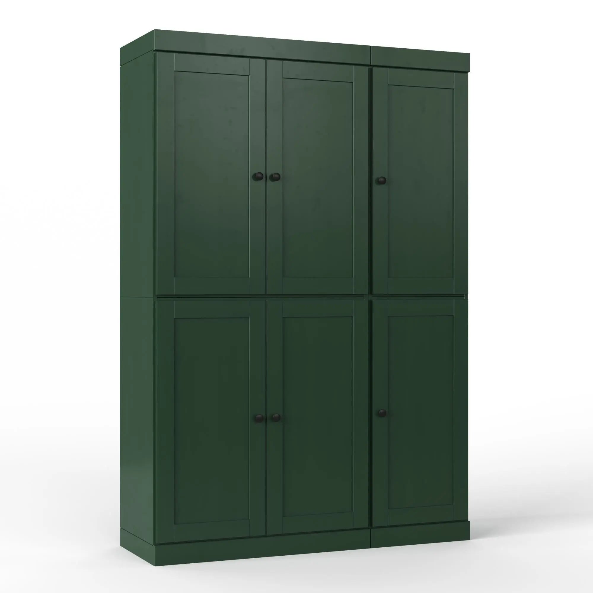 72" Green Solid Wood Six Door Two Drawer Pantry Or Storage Closet Homeroots Kitchen & Dining