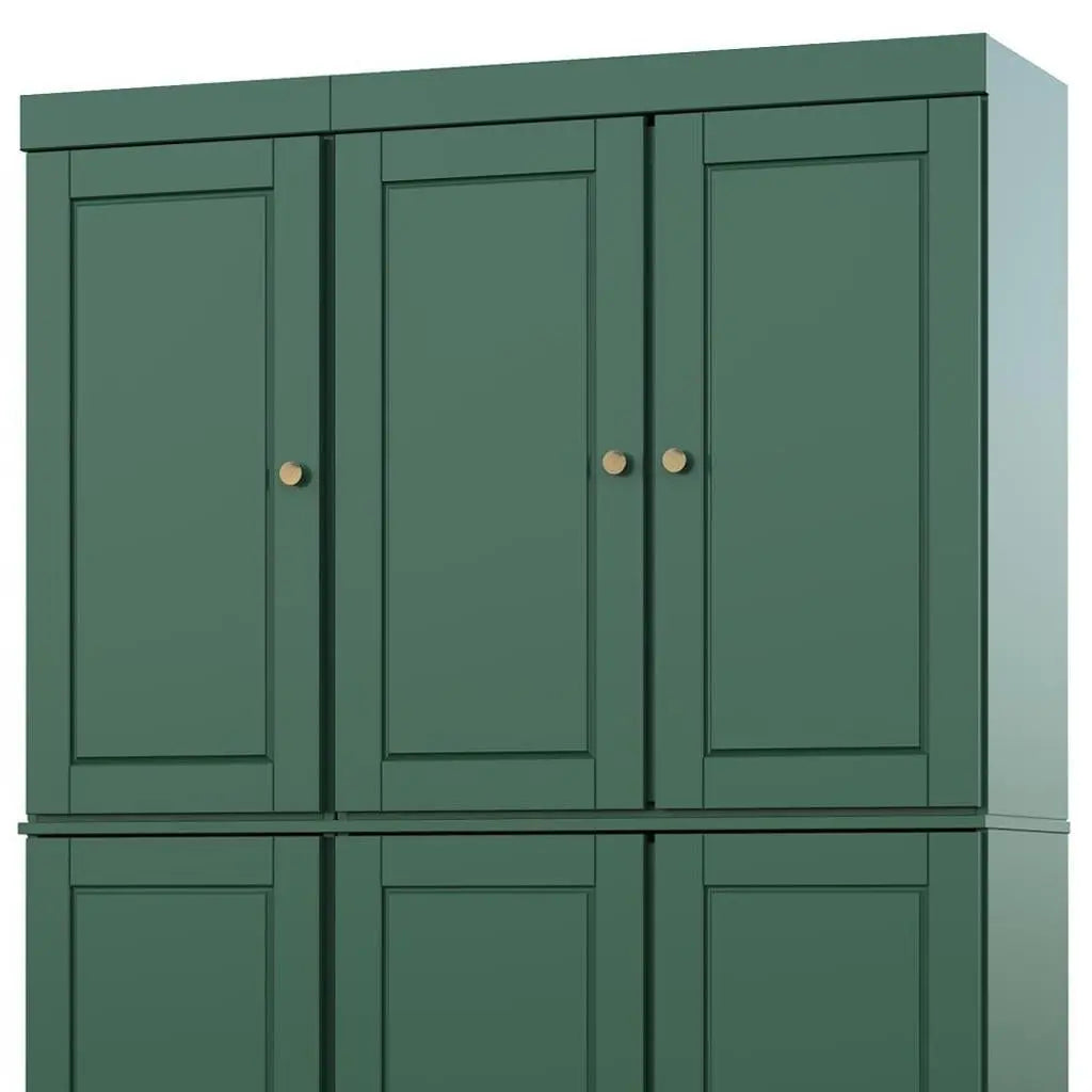 72" Green Solid Wood Six Door Two Drawer Pantry Or Storage Closet Homeroots Kitchen & Dining
