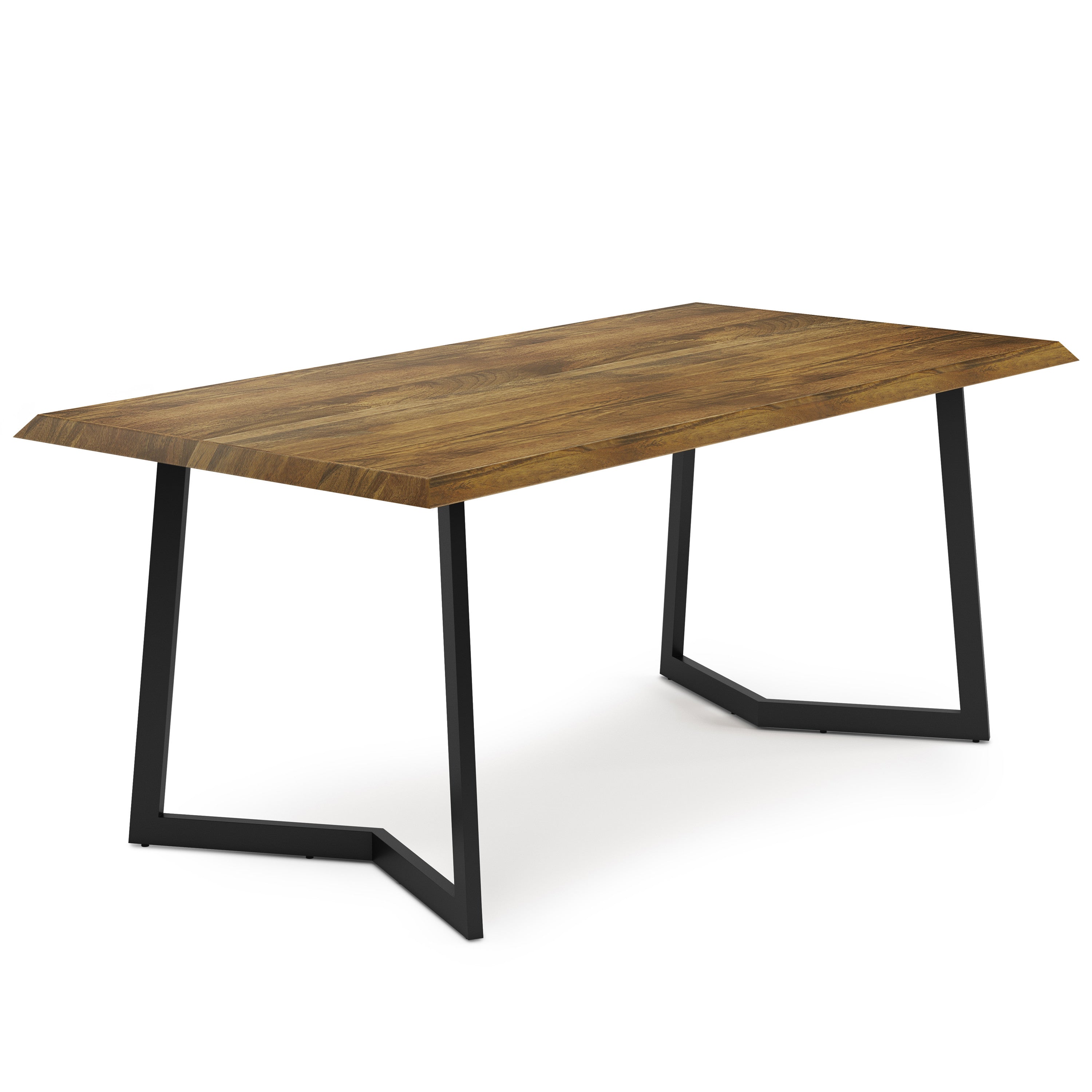 72" Natural and Charcoal Solid Wood and Iron Frame Base Dining Table Homeroots Kitchen & Dining