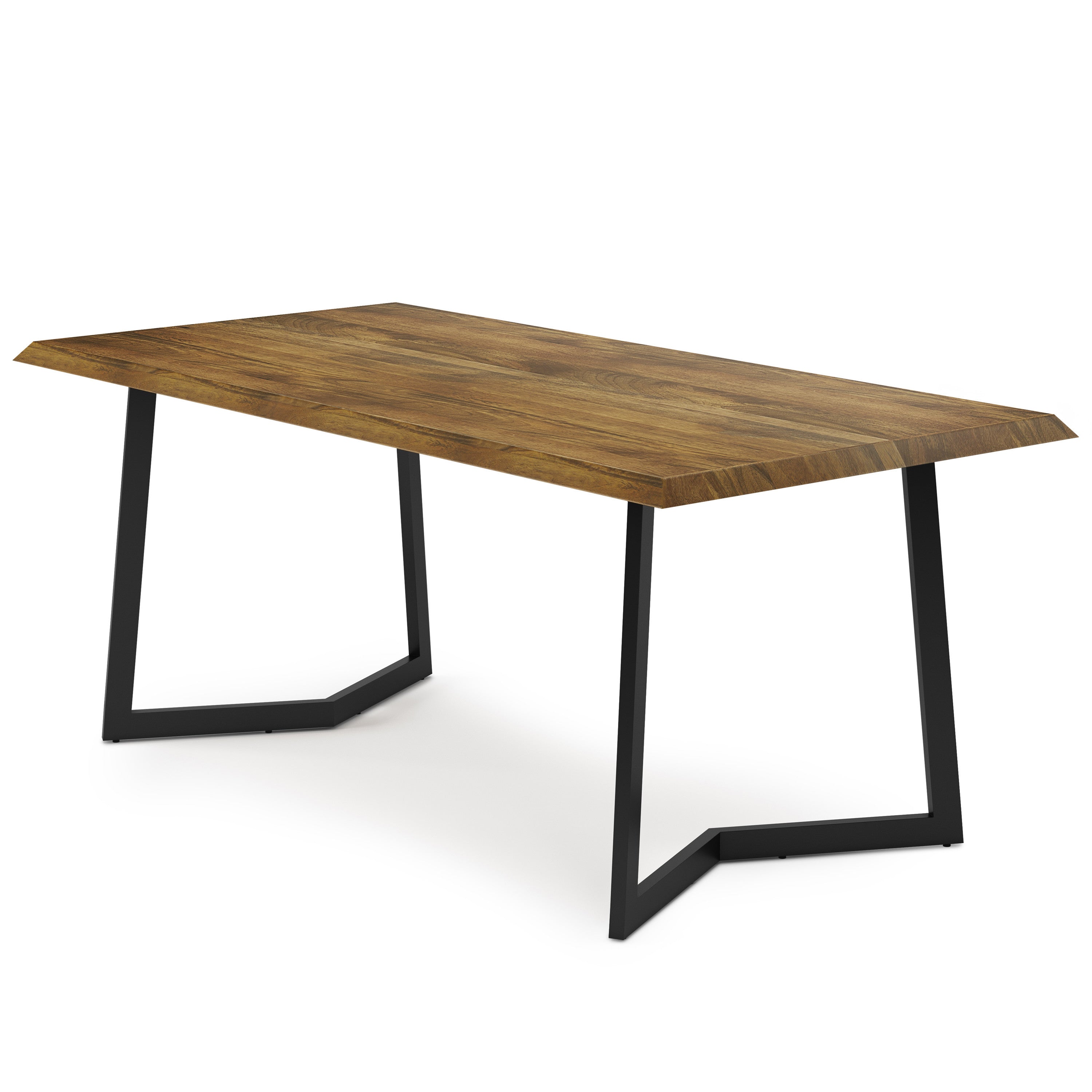 72" Natural and Charcoal Solid Wood and Iron Frame Base Dining Table Homeroots Kitchen & Dining