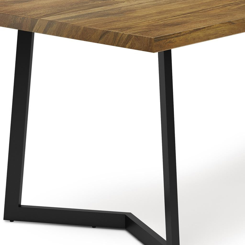 72" Natural and Charcoal Solid Wood and Iron Frame Base Dining Table Homeroots Kitchen & Dining