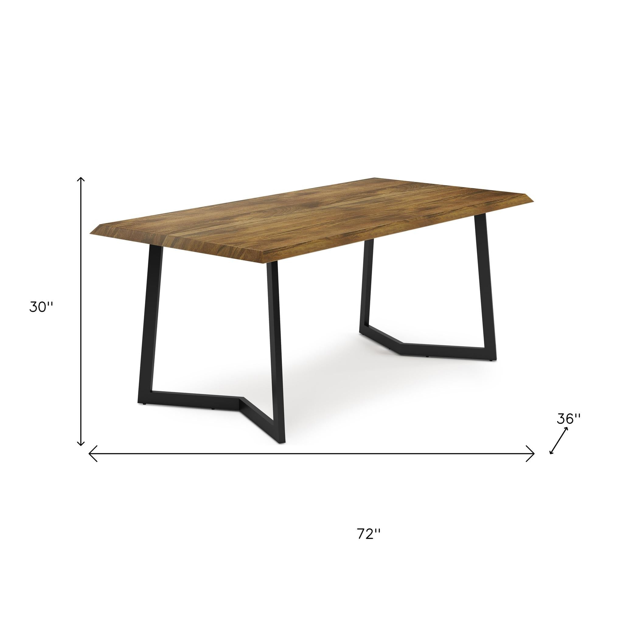 72" Natural and Charcoal Solid Wood and Iron Frame Base Dining Table Homeroots Kitchen & Dining