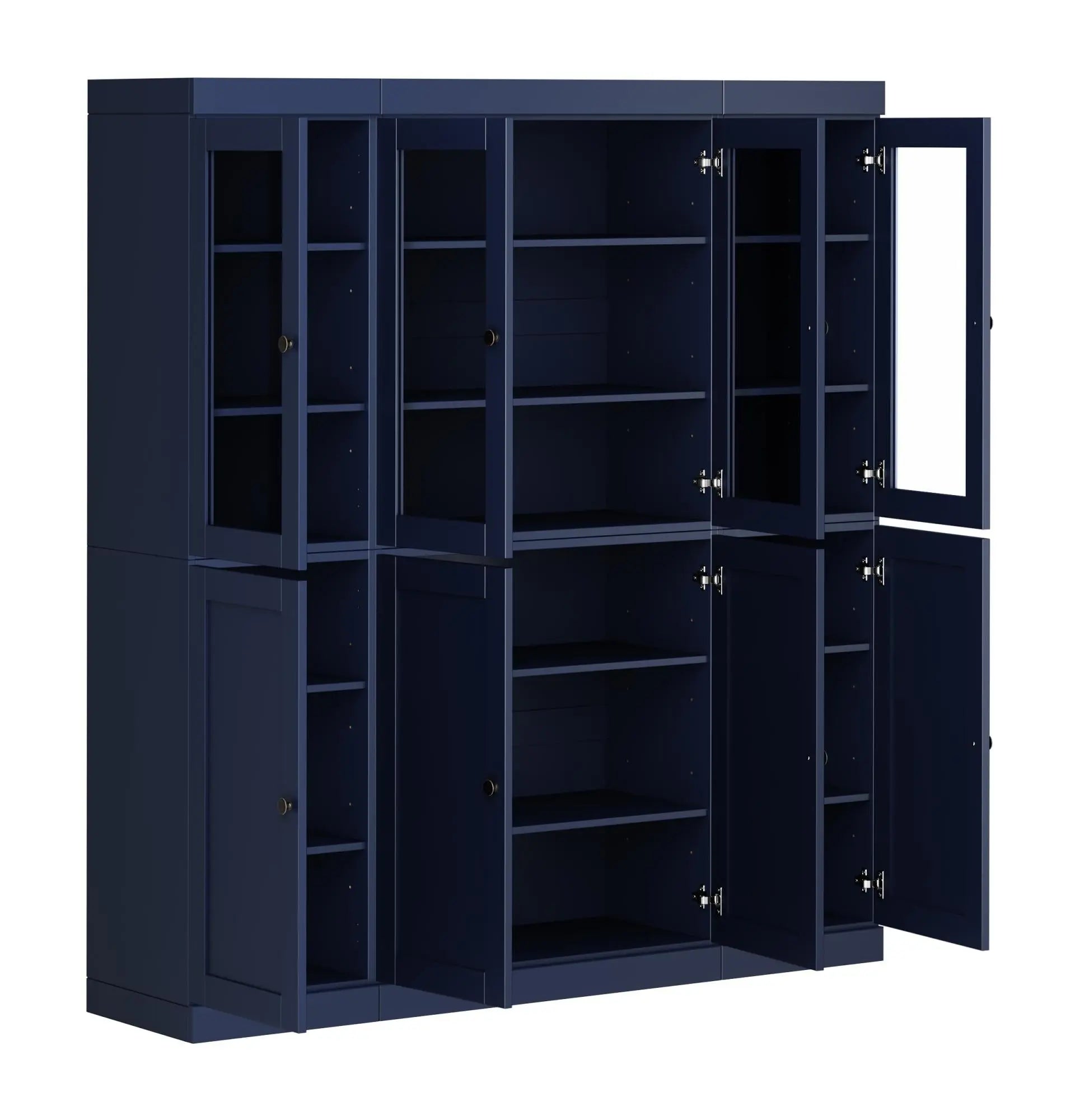 72" Navy Blue Solid Wood 8 Pantry Or Storage Closet Homeroots Kitchen & Dining