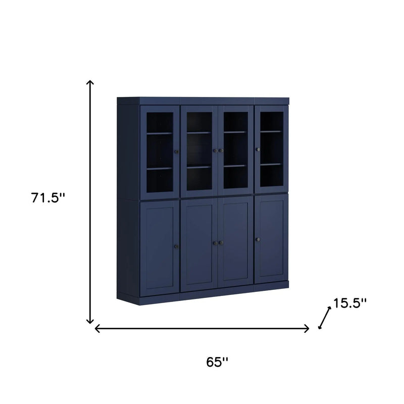 72" Navy Blue Solid Wood 8 Pantry Or Storage Closet Homeroots Kitchen & Dining