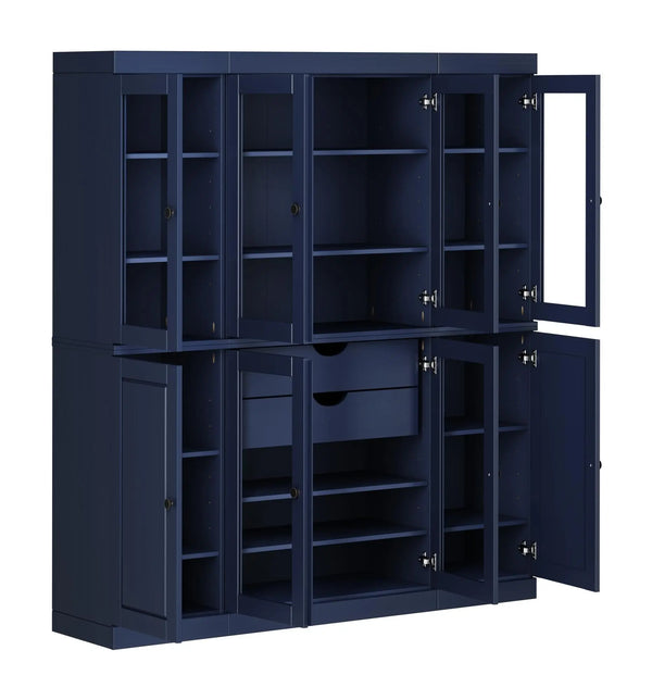 72" Navy Blue Solid Wood 8 Two Drawer Pantry Or Storage Closet Homeroots Kitchen & Dining