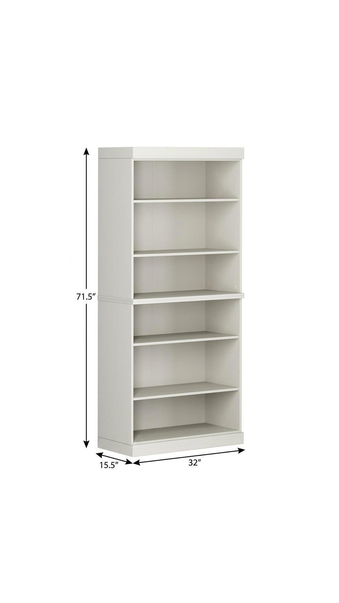 72" Off White Solid Wood Adjustable Six Tier Library Bookcase Homeroots Office