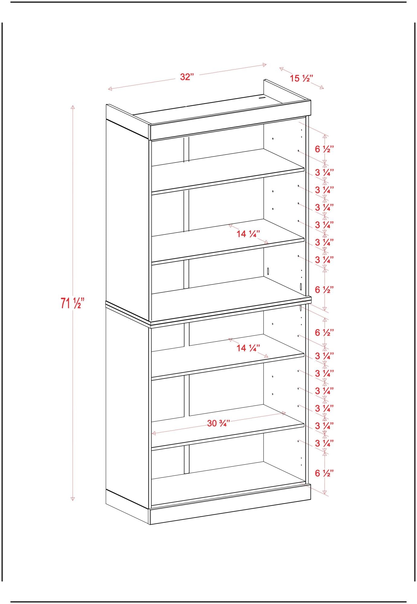 72" Off White Solid Wood Adjustable Six Tier Library Bookcase Homeroots Office