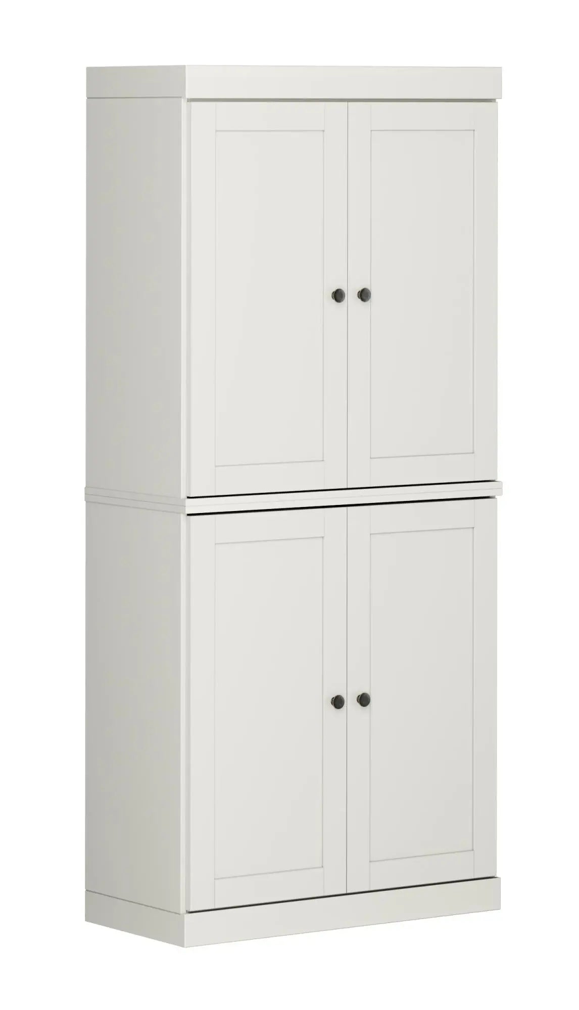72" Off White Solid Wood Adjustable Six Tier Library Bookcase with Four Doors Homeroots Office