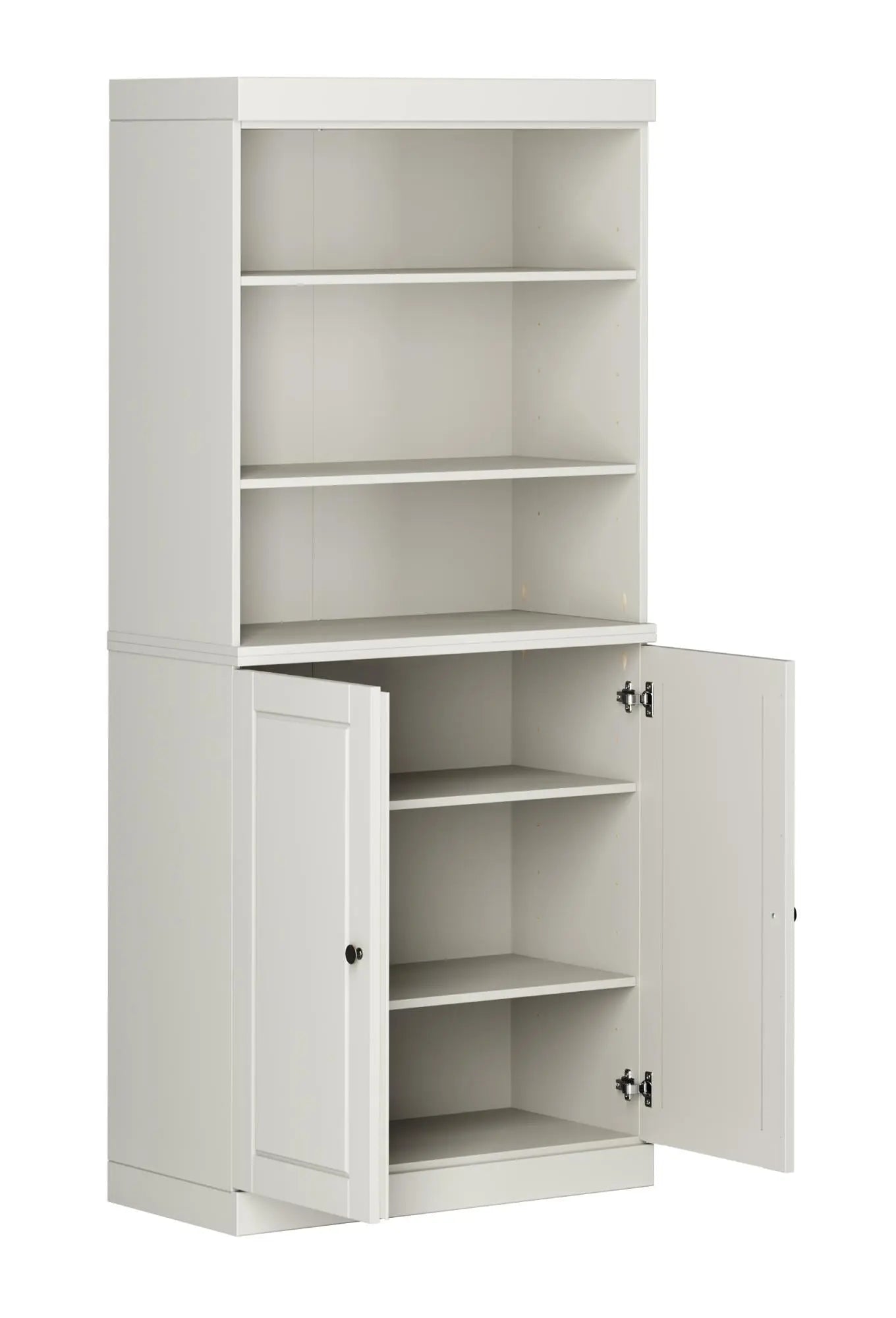 72" Off White Solid Wood Adjustable Six Tier Library Bookcase with Two Doors Homeroots Office