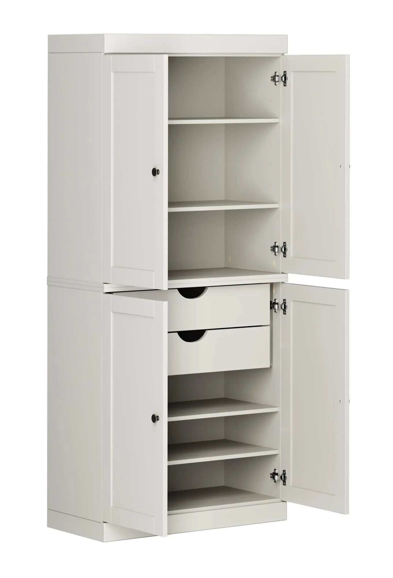 72" Off White Solid Wood Four Door Pantry Or Storage Closet Homeroots Kitchen & Dining