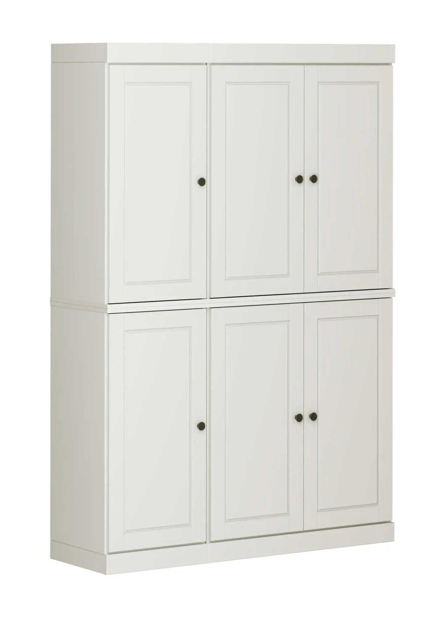 72" Off White Solid Wood Six Door Two Drawer Pantry Or Storage Closet Homeroots Kitchen & Dining