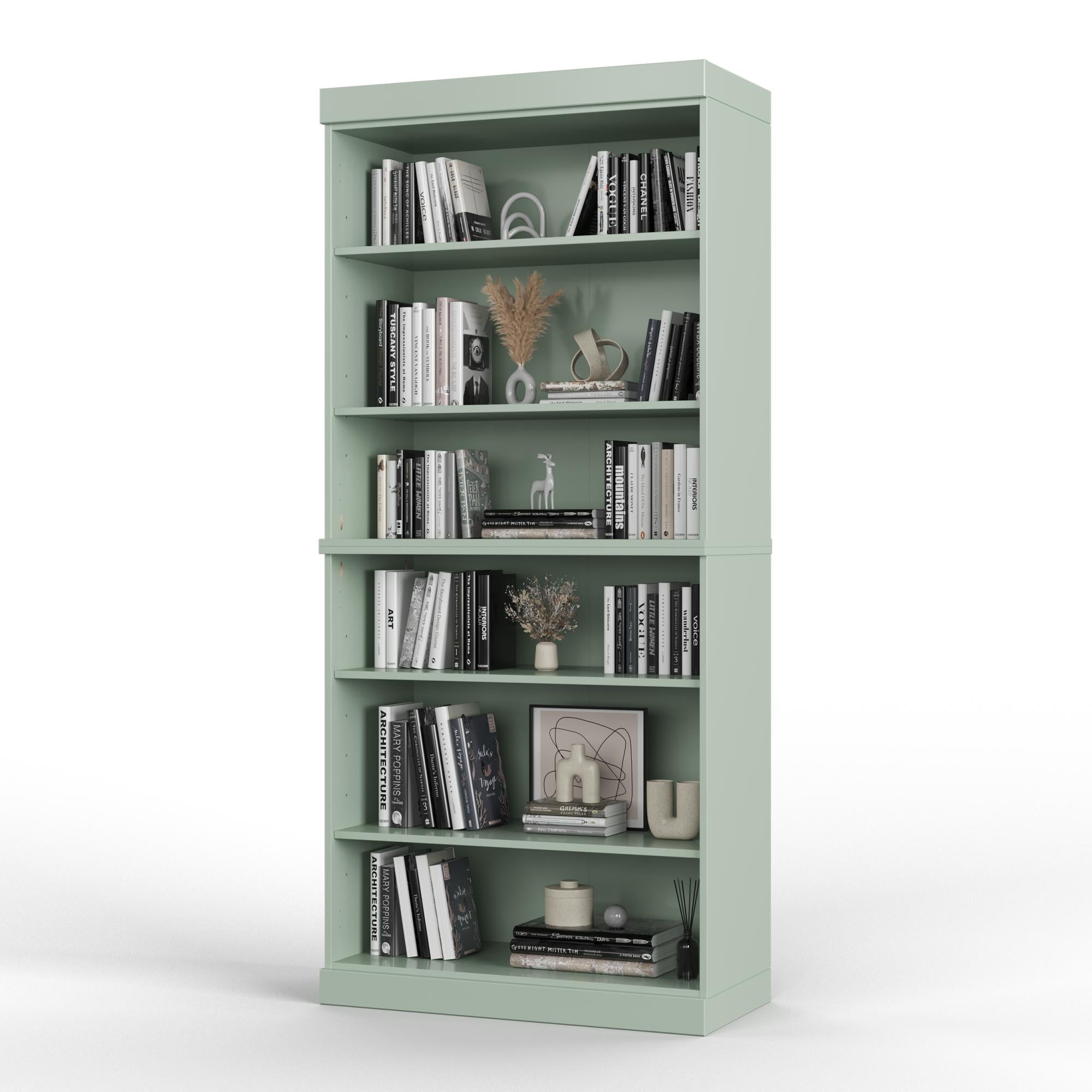 72" Sage Solid Wood Adjustable Six Tier Library Bookcase Homeroots Office