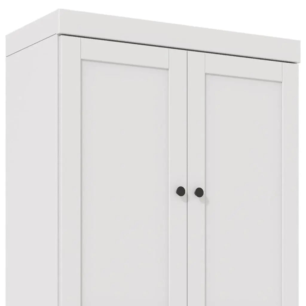 72" White Solid Wood Adjustable Six Tier Library Bookcase with Four Doors Homeroots Office
