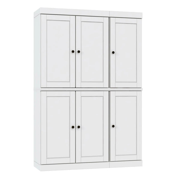 72" White Solid Wood Six Door Two Drawer Pantry Or Storage Closet Homeroots Kitchen & Dining