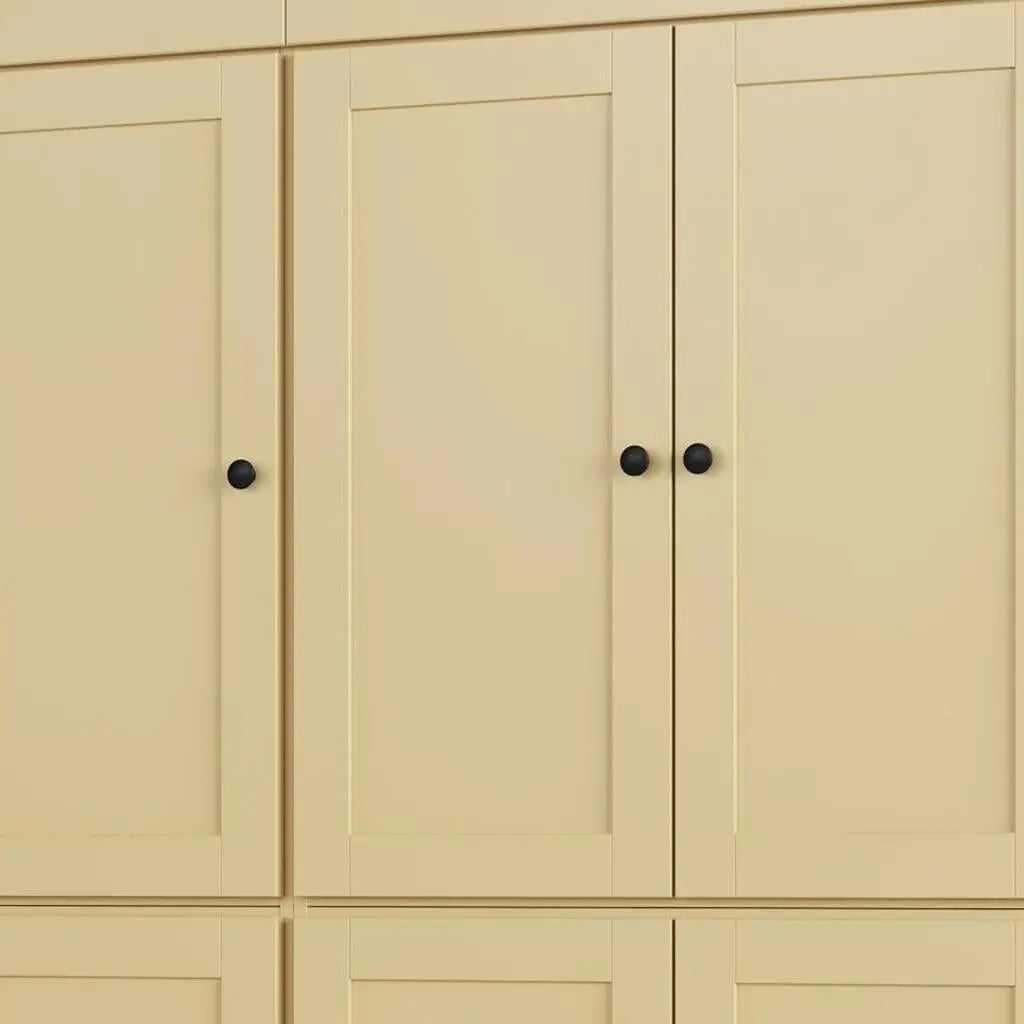 72" Yellow Solid Wood Six Door Two Drawer Pantry Or Storage Closet Homeroots Kitchen & Dining