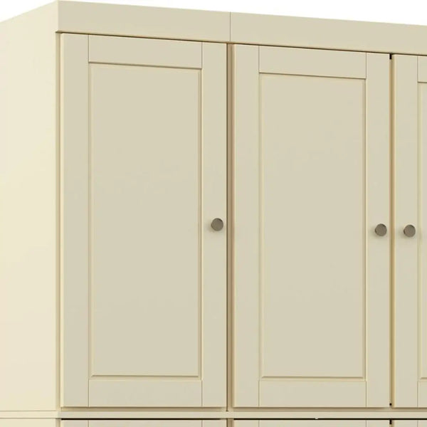72" Yellow Solid Wood Six Door Two Drawer Pantry Or Storage Closet Homeroots Kitchen & Dining