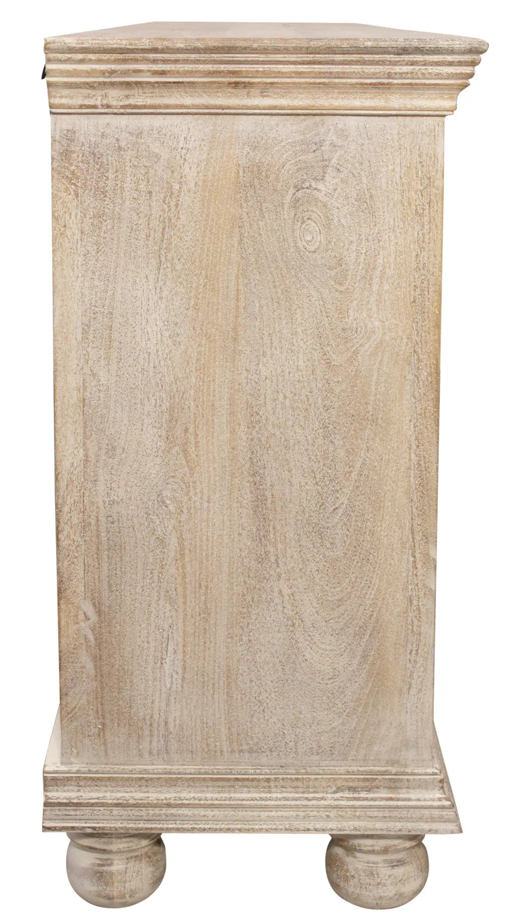 73" Antiqued White Distressed Solid Wood Carved Floral Sideboard with Four Doors Homeroots Kitchen & Dining