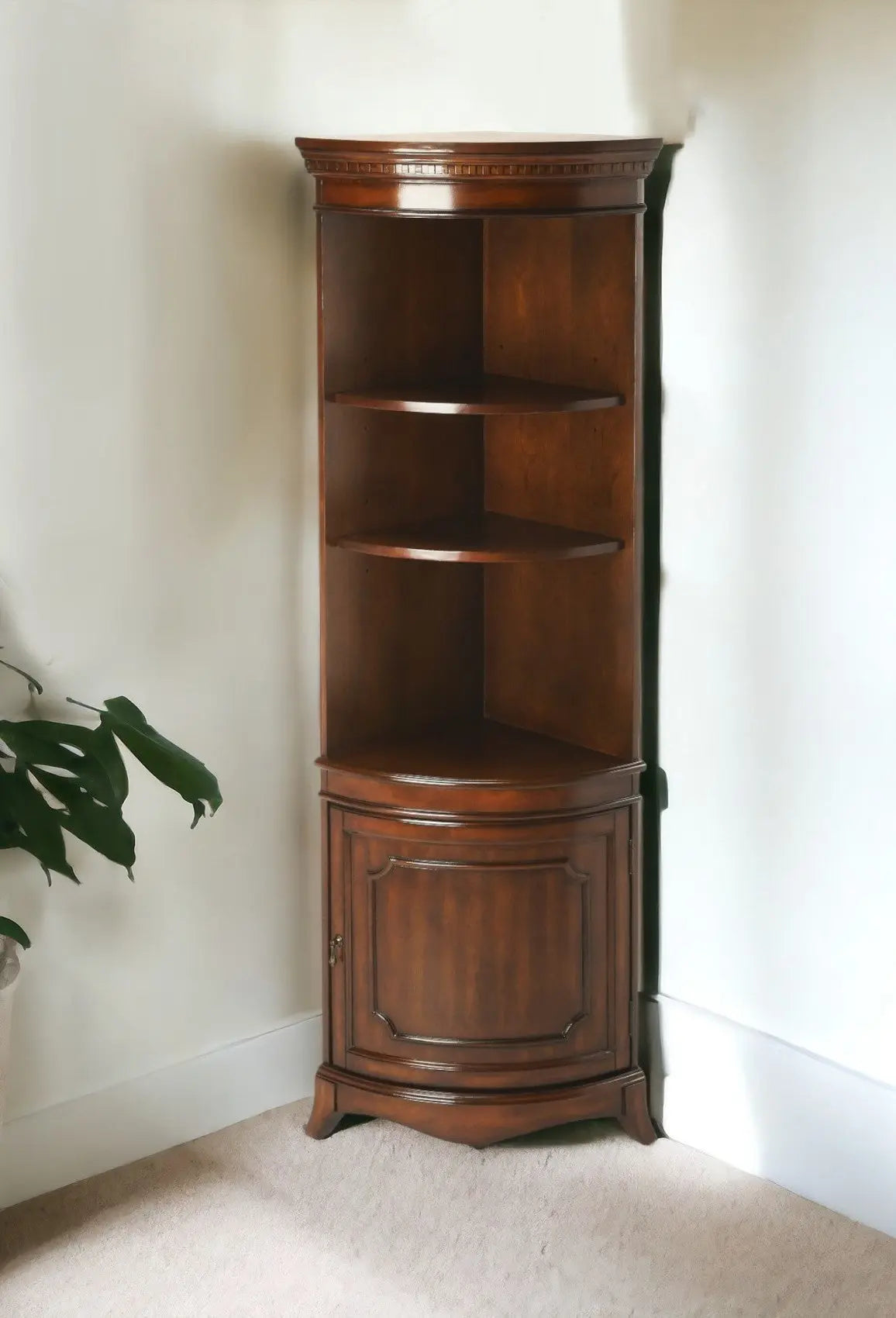 73" Brown Corner Accent Cabinet With Adjustable Shelves Homeroots Kitchen & Dining