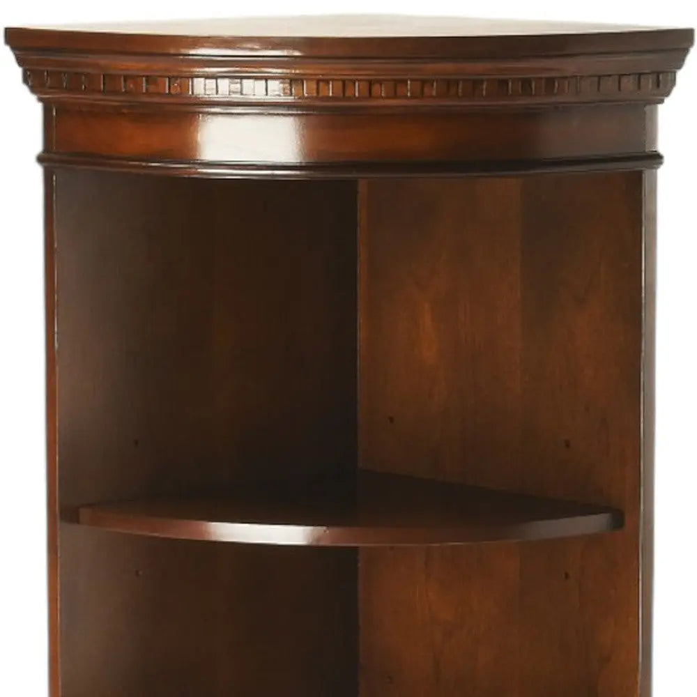 73" Brown Corner Accent Cabinet With Adjustable Shelves Homeroots Kitchen & Dining