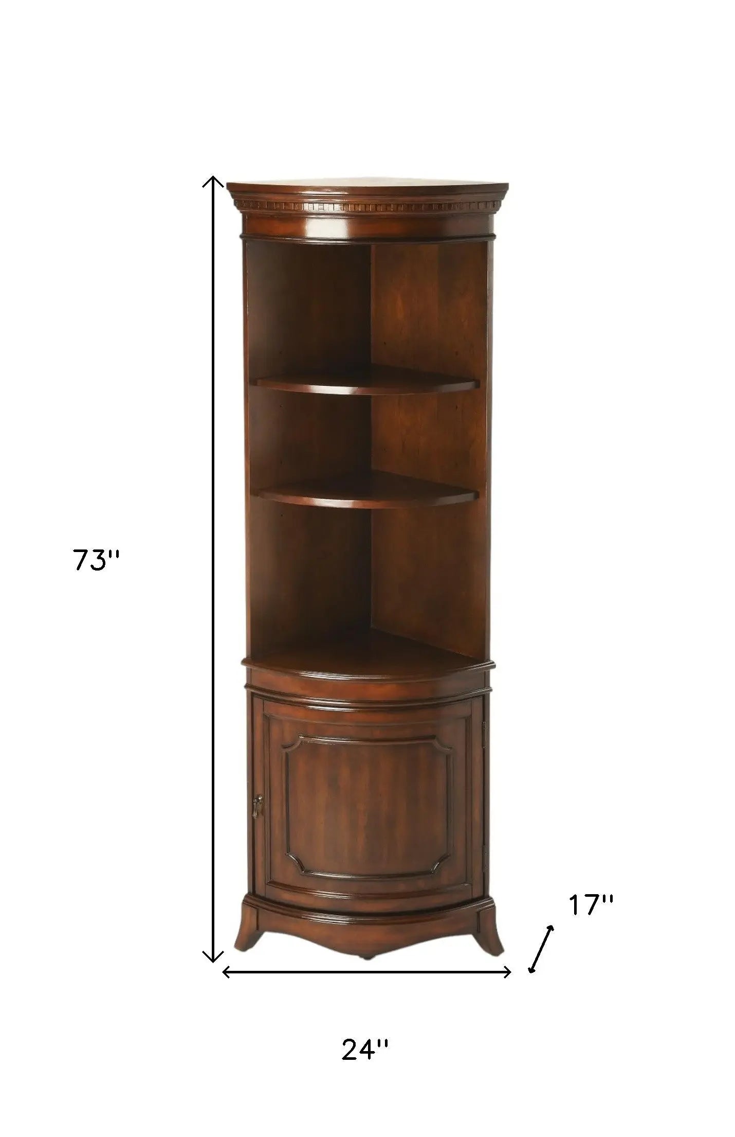 73" Brown Corner Accent Cabinet With Adjustable Shelves Homeroots Kitchen & Dining