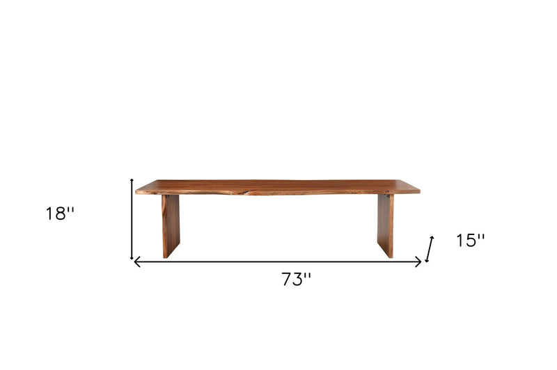 73" Brown Solid Wood Dining Bench Homeroots Living Room