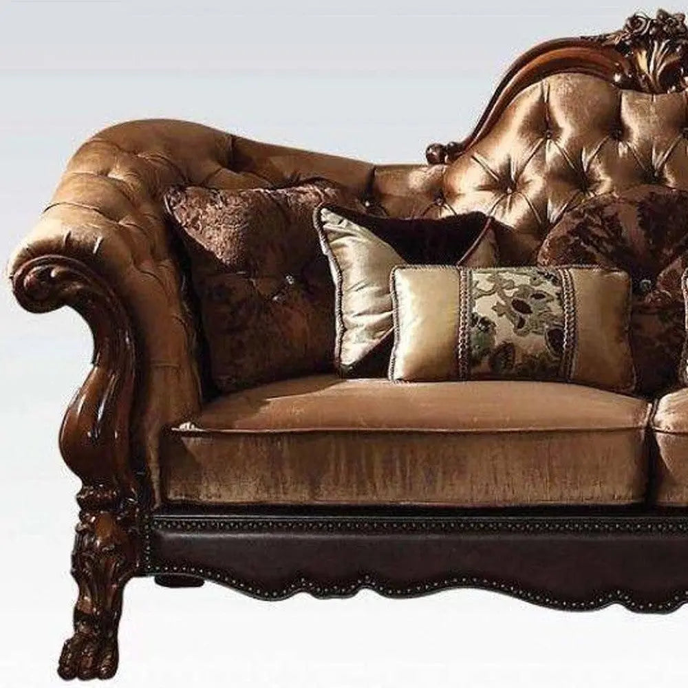 73" Dark Brown And Brown Velvet Loveseat and Toss Pillows Homeroots Living Room