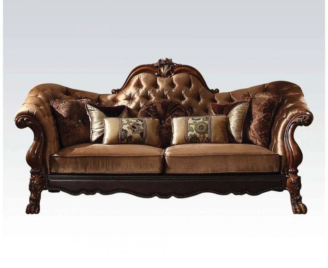 73" Dark Brown And Brown Velvet Loveseat and Toss Pillows Homeroots Living Room