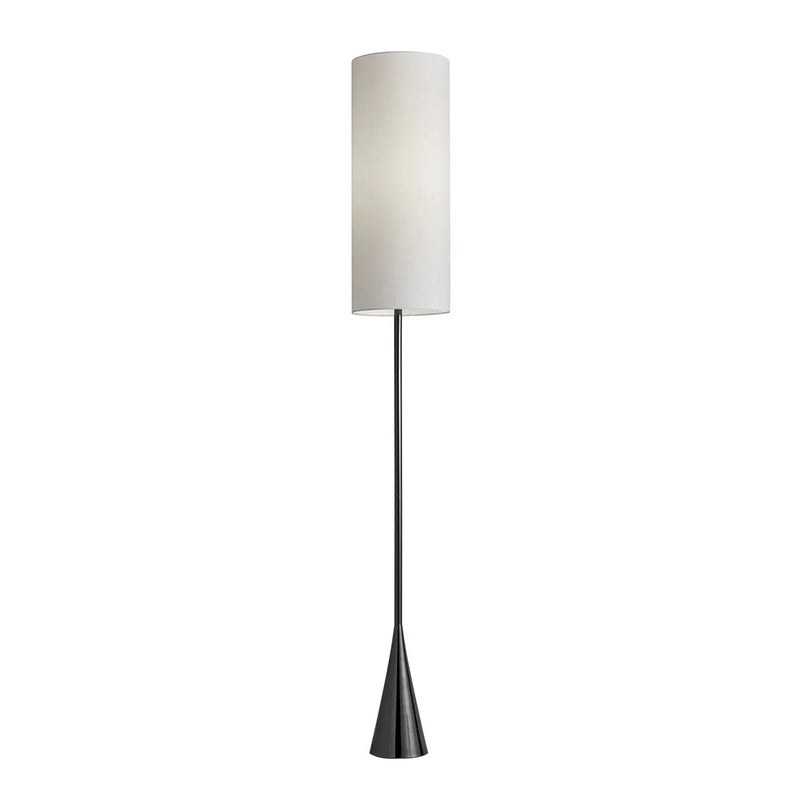 74" Black Floor Lamp With White Fabric Shade - GreatEagleInc