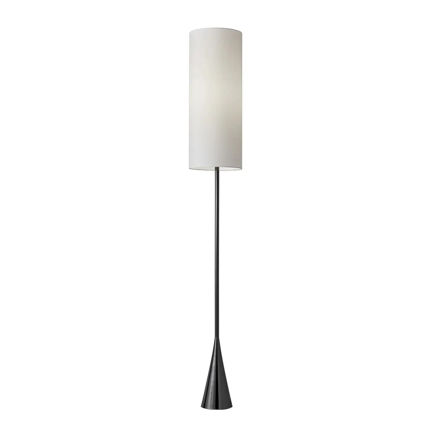 74" Black Floor Lamp With White Fabric Shade - GreatEagleInc