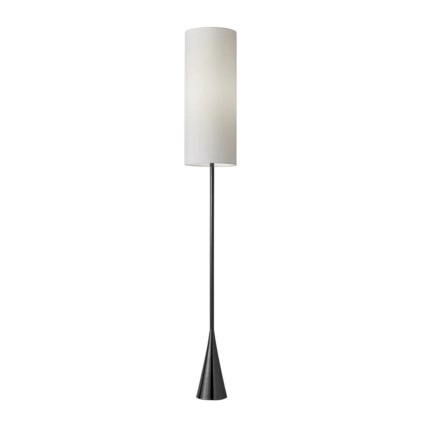 74" Black Floor Lamp With White Fabric Shade - GreatEagleInc