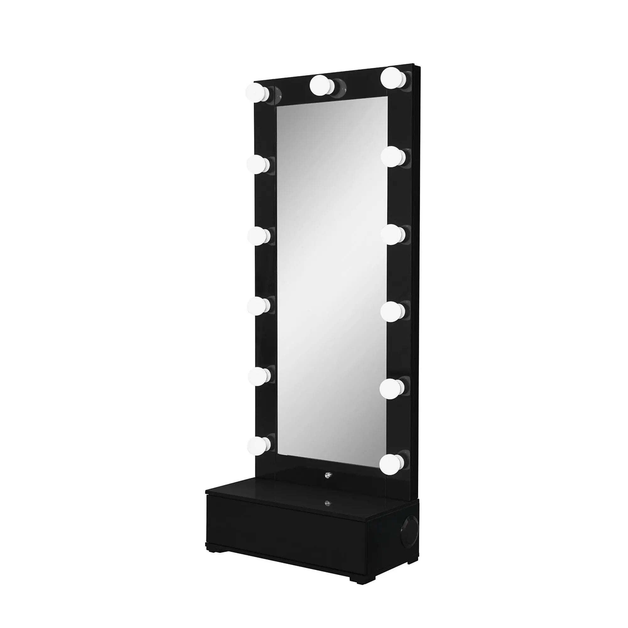 74" Black Wood Lighted Freestanding Framed Full Length Mirror Homeroots Bed & Bath