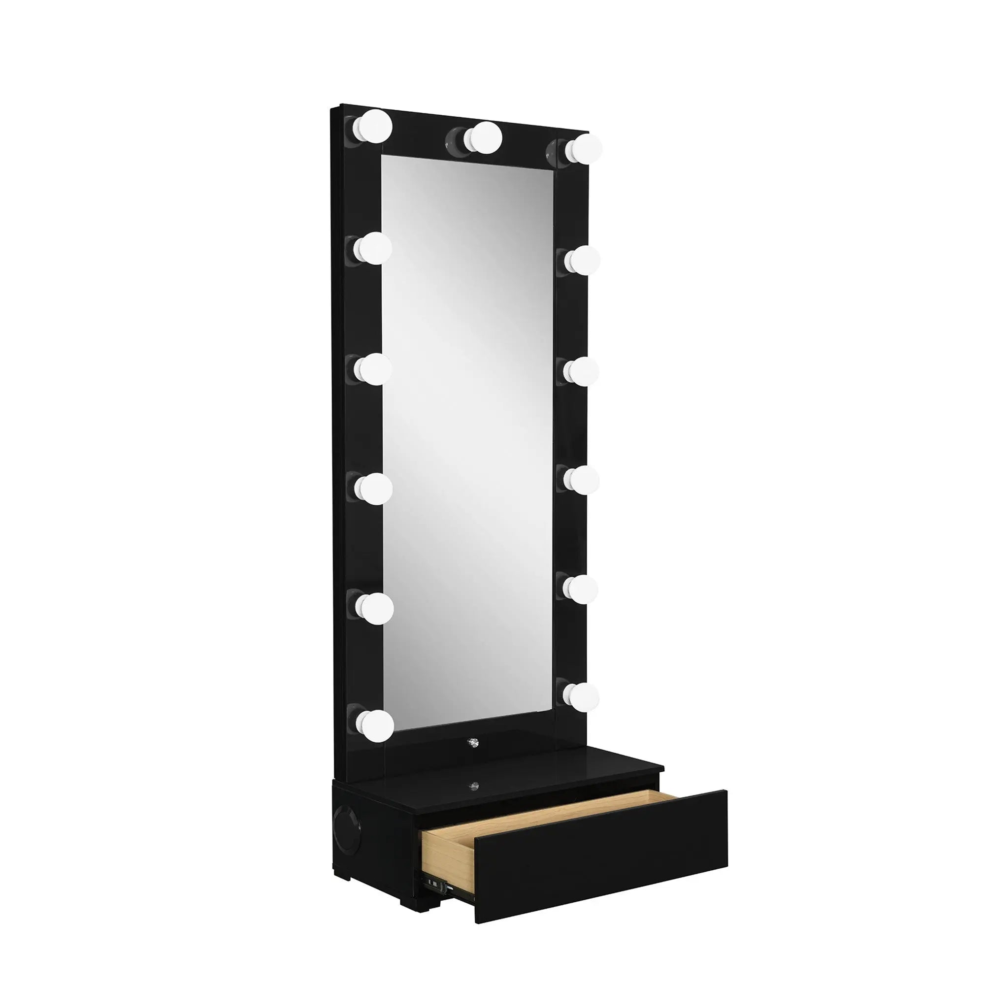 74" Black Wood Lighted Freestanding Framed Full Length Mirror Homeroots Bed & Bath